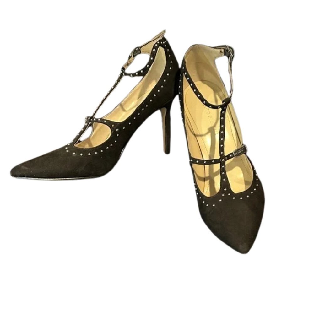 Marc Fisher Studded Black T-Strap Heels size 7.5